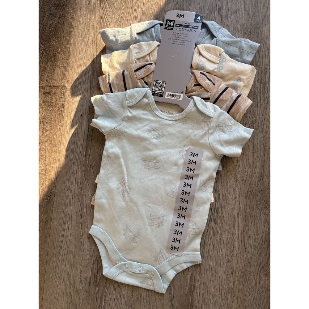 Baby Bodysuits Lot Striped & Printed Designs New